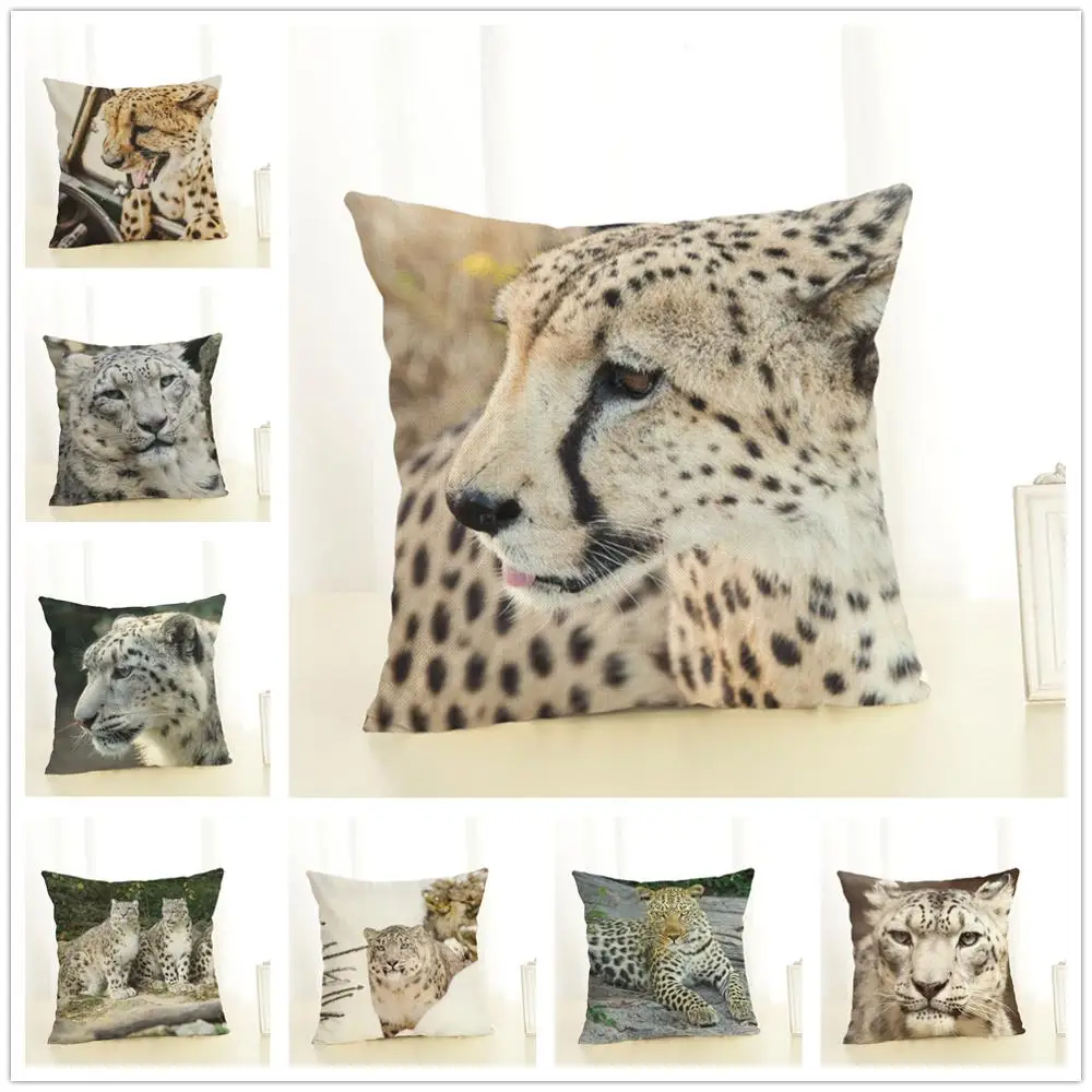 3D леопардовые Чехлы для подушки льняная хлопковая квадратная наволочка сиденья