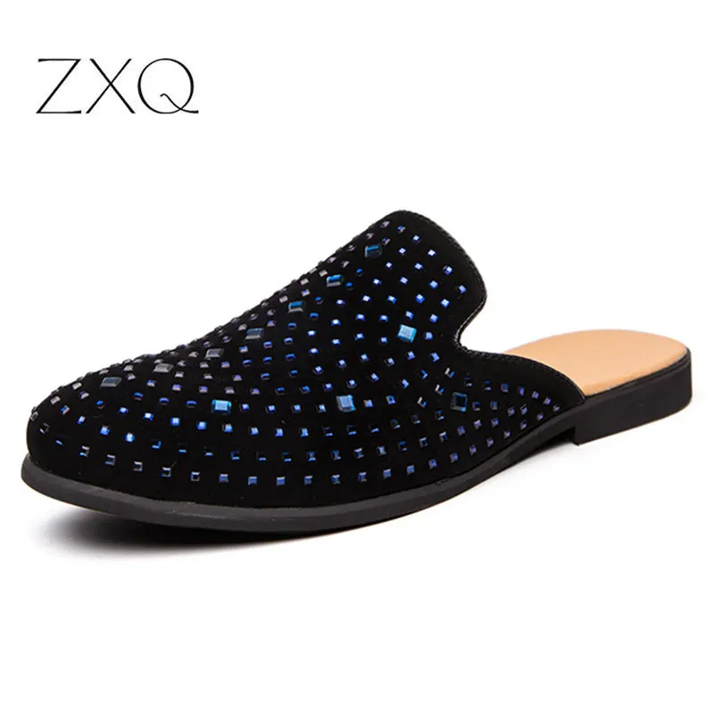 

Лоферы мужские кожаные, дышащие, стразы, легкие