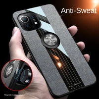 for xiaomi mi 11 case carbon fiber cover shockproof silicone phone case for mi11 mi 11 magnet car holder soft tpu cover