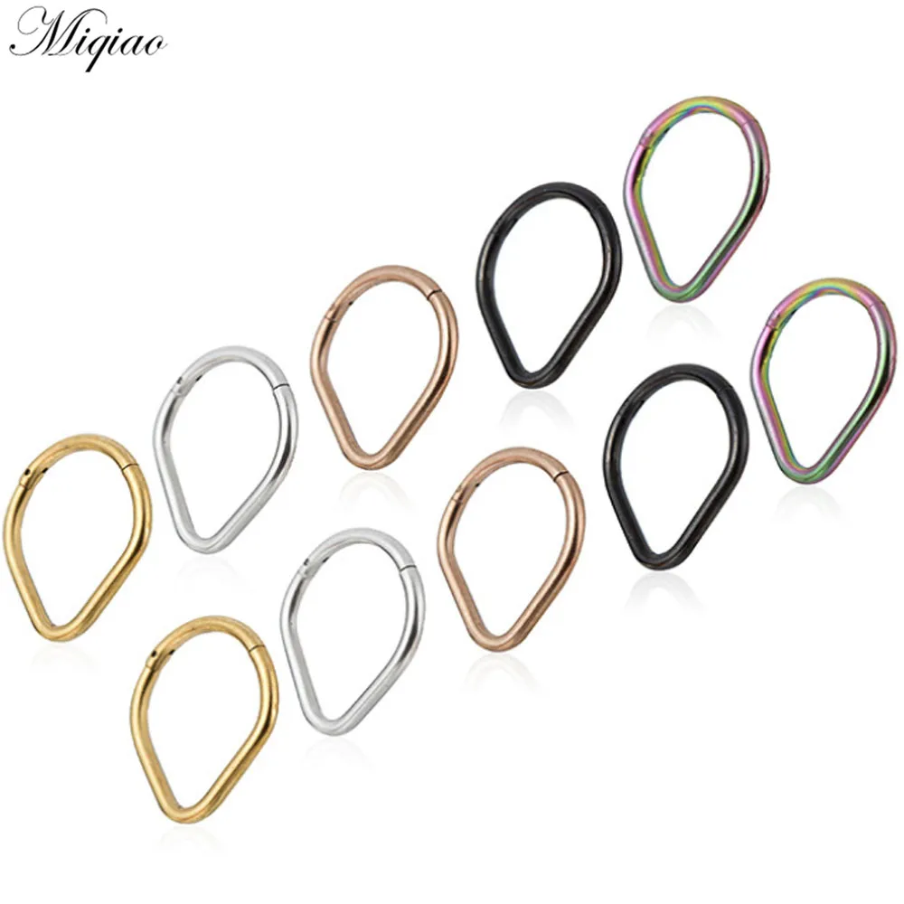 

Miqiao 2pcs Hot Sale Stainless Steel Hypoallergenic Drop-shaped Nose Ring 8mm-12mm Exquisite Human Body Piercing Jewelry