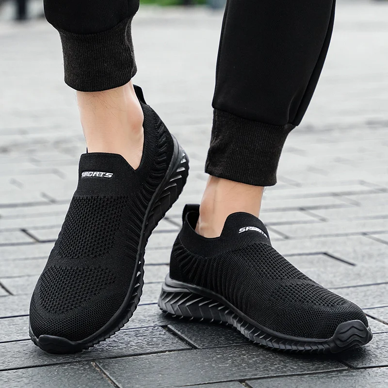 

Men's Without Lacing Sneakers Lightweight Socks Shoes Men Running Shoes Casual Sports Shoes Large Size