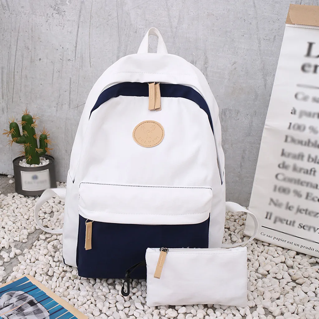 Однотонный рюкзак школьная дорожная сумка двойная на плечо молнии Женский