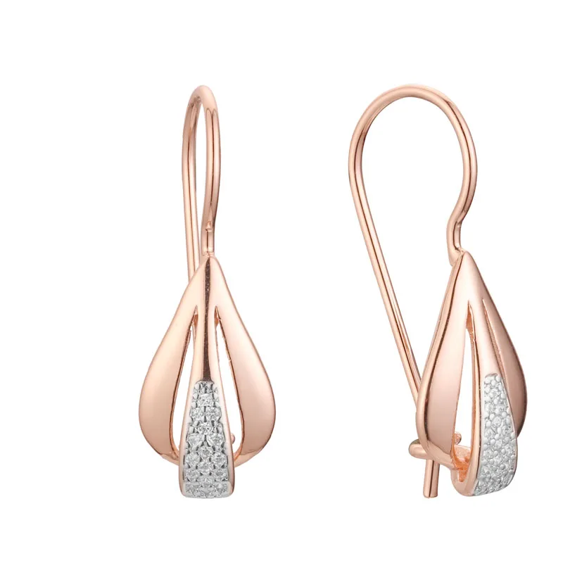 

Woman FJ Rose Gold 585 Color Two-tone White Hao Stone Exquisite High-end Elegant Wedding 2022 New Earrings