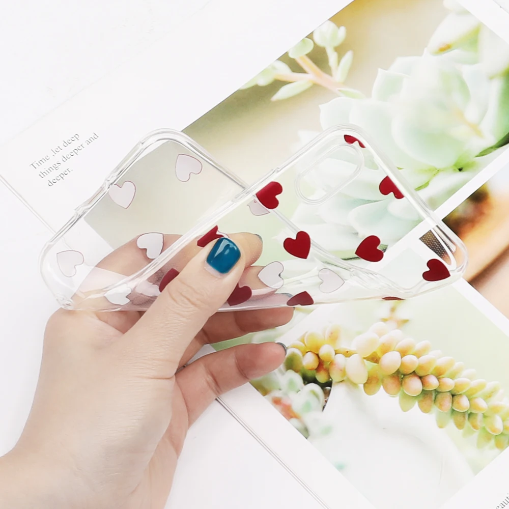 Чехол для телефона LOVECOM для iPhone 11 Pro XS Max XR XS X 6 6S 7 8 Plus Love Heart из мягкого термополиуретана Ультратонкий Прозрачный чехол для задней панели телефона в подарок