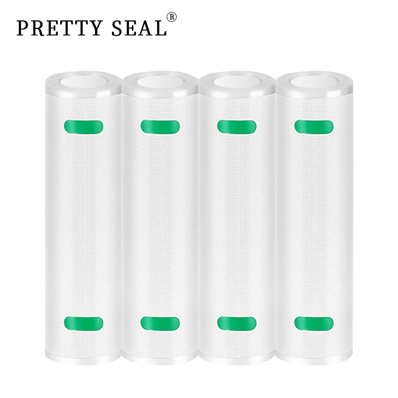 

PRETTYSEAL Food Saver Bags For Vacuum Sealer And Cooking Sous Vide Rolls Free Cut Plastic Seal Meat 11 Inch 16 Ft 4 Rolls Pack