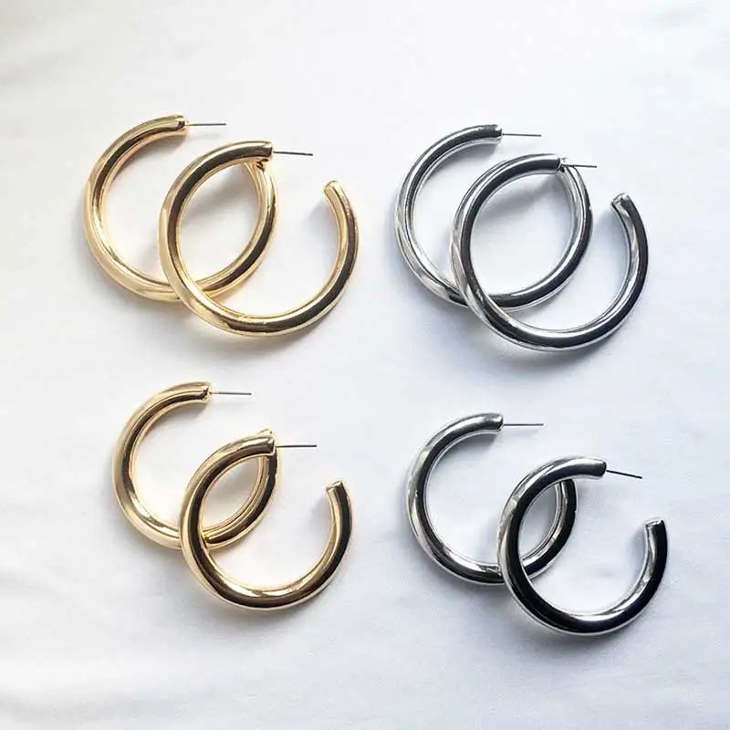 Уличные серьги-гвоздики C круглые кольца массивные золотые маленькие большие