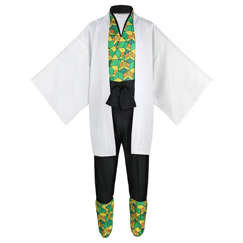 Anime Demon Slayer Sabito Cosplay Costume Child Adult Kimono Jacket Lining Pants Wig Set | Тематическая одежда и униформа