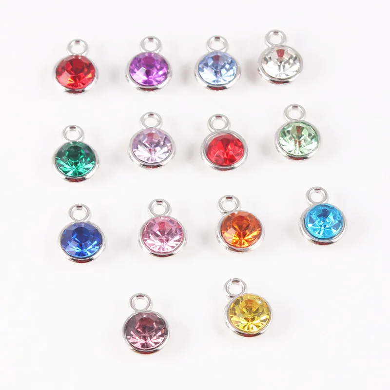 

12pcs/lot Mixed Birthstone Charms 11mm Acrylic Colorful Crystal for For Personalized Necklace(Jan-Dec. 10pcs of each month)