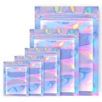 50100200pcs holographic laser translucent zip lock packaging wedding home party favors cookie candy food package pouch