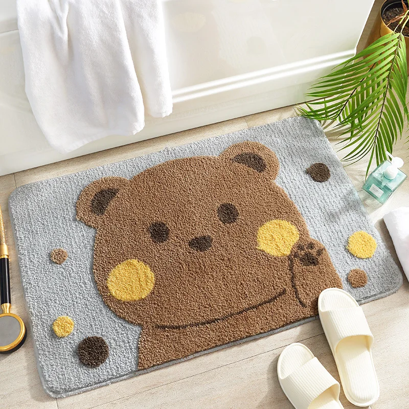 

Bathroom Antiskid Quick Drying Absorbent Mat Bedroom Bathroom Cartoon Door Mat Soft Skin Friendly Household Decorative Plush Pad
