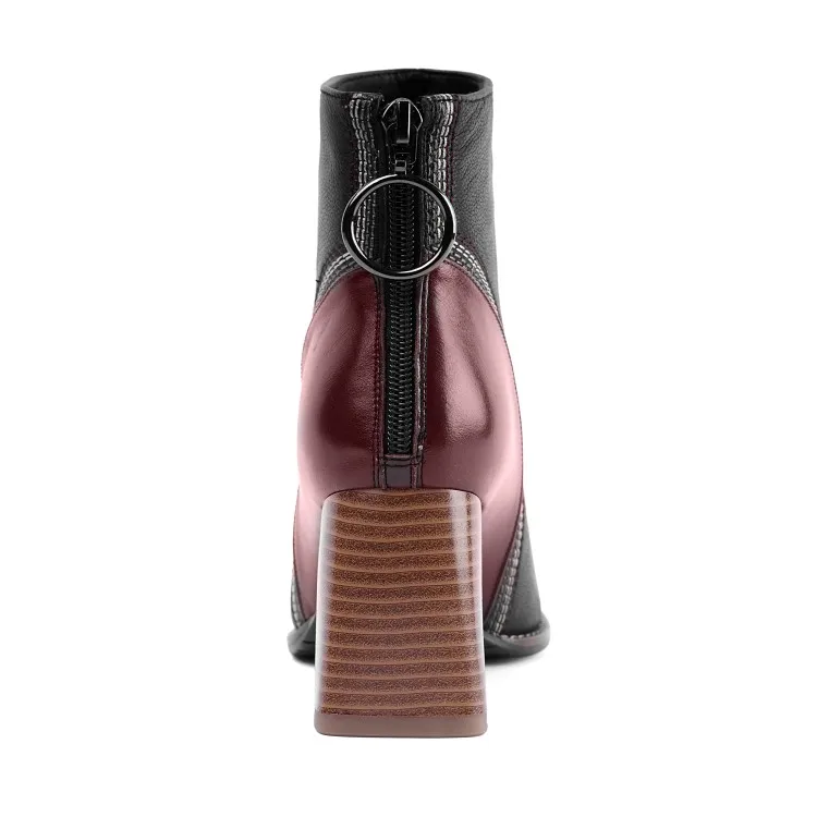 Женские ботильоны из коровьей кожи с квадратным носком на высоком