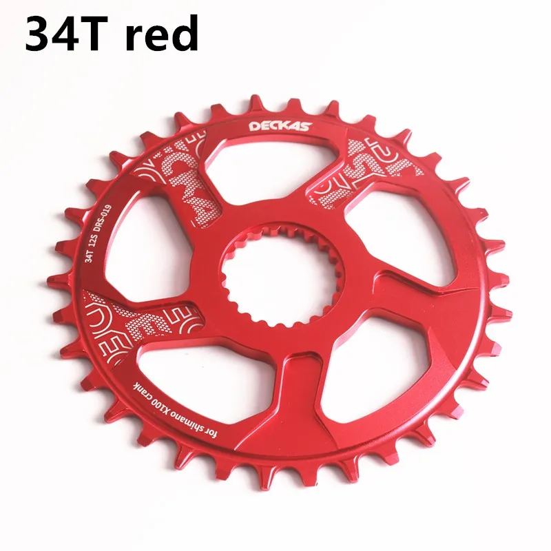 34T red DECKAS, 12 Скоростей, круглая цепь, центральный замок, MTB велосипед, 32 T, 34 T, 36 T, 38 T, зубная пластина, запчасти для M7100, M8100, M9100, шатун - Цвет: 34T red