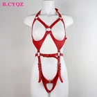 Красные кожаные подвязки B.CYQZ в стиле панк, подвязки на все тело, женское бондажное белье, сексуальный женский комплект регулируемого ремня