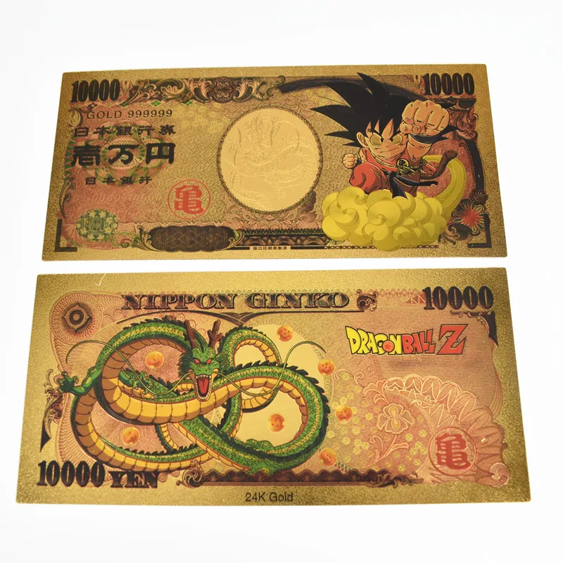 10 шт. новый японский Драконий жемчуг Сон Гоку какарото 10000 иен банкноты из золотой