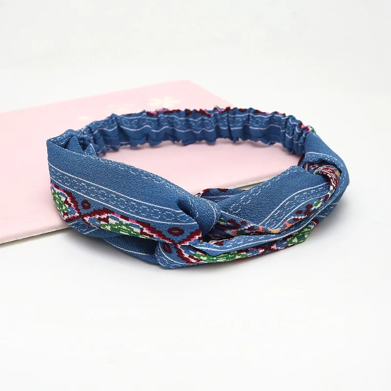 

Summer Bohemian Hair Bands Print Headbands Retro Cross Turban Bandage Bandanas HairBands Hair Accessories Headwrap Women Girls
