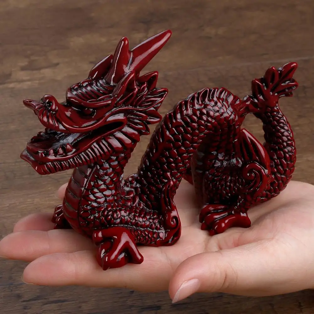 Red wood color Китайская геотехническая статуя Jinlong талисман и успешные предметы домашнего обихода, смола лазурный дракон, ресторанная мебель - Color: Red wood color