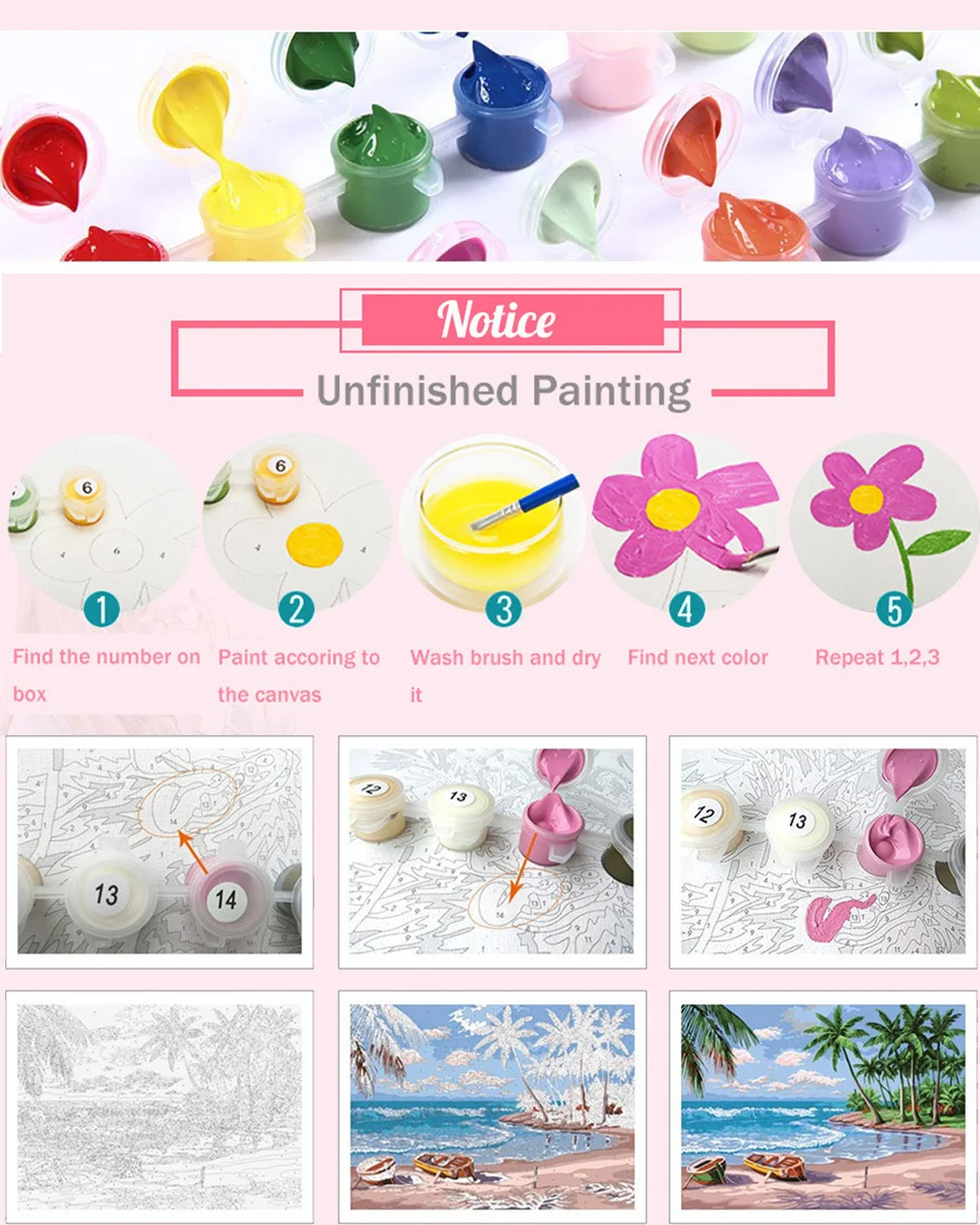 Peach Pavilion DIY easy Painting By Numbers Kits abstract diy color paint by number kits oil painting set Art Crafts | Дом и сад