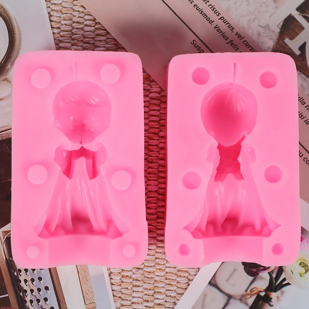 3D Ангел девочка/мальчик шоколадная помадка силиконовая форма DIY свеча ручной