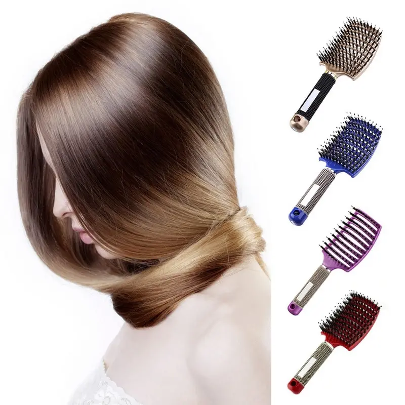 

Hair Scalp Massage Comb Girls Hairbrush Bristle Nylon Women Wet Curly Detangle Hair Brush for Salon Hairdressing Styling GH44