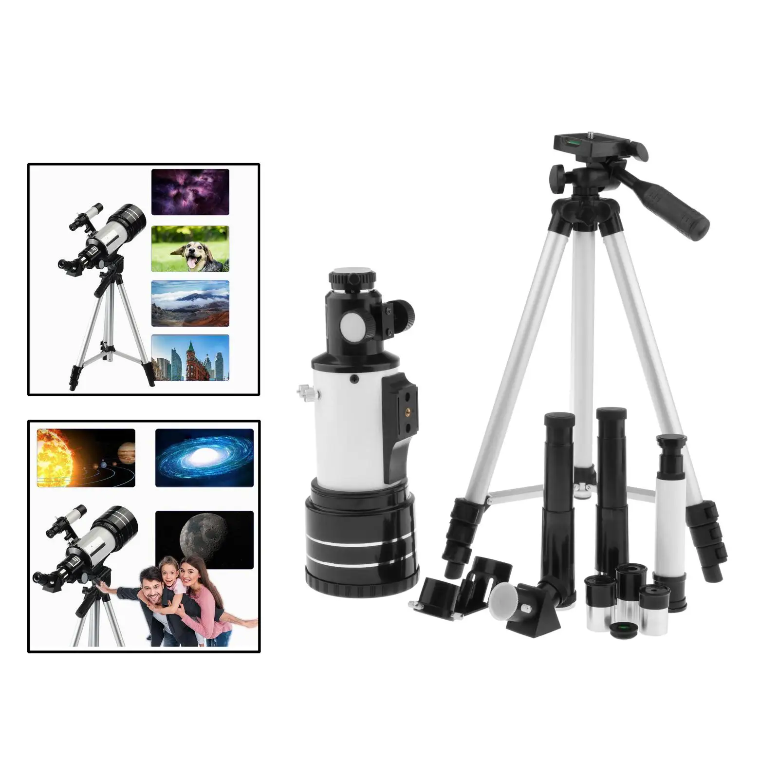 

Portable 70mm Aperture Travel Scope Refractor Telescope with Storage bag Nebula map for Kids Astronomy Beginners