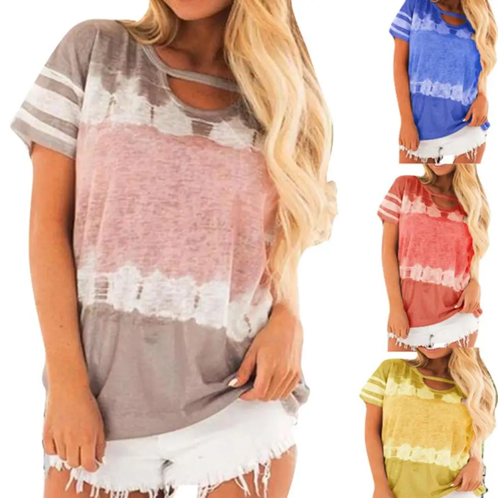 Модная женская футболка в полоску Свободный Топ с коротким рукавом круглый вырез