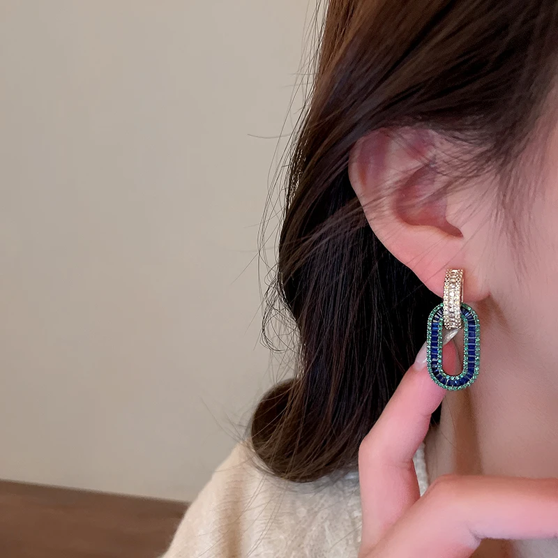 

Модные овальные серьги со стразами в стиле хип-хоп для женщин, характерные индивидуальные серьги