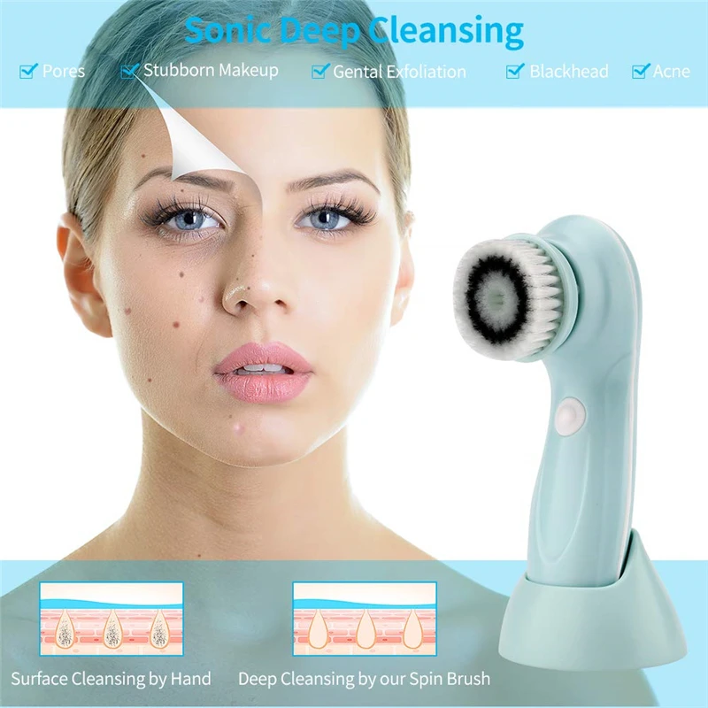 RASABOX электрическая Соник щетка для глубокой чистки чистка лица + массаж черных