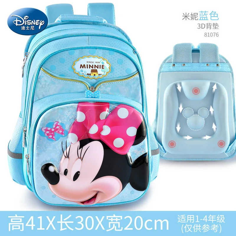 Original Disney Childrens School Bag For Primary School Girls, Grade Two, Three, 1-3 Girls, Cute New Minnie Backpack
