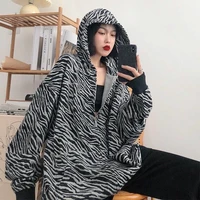 zebra print fried street coat autumn clothes zipper hoodie thin 2020 new trend harajuku hoodie goth