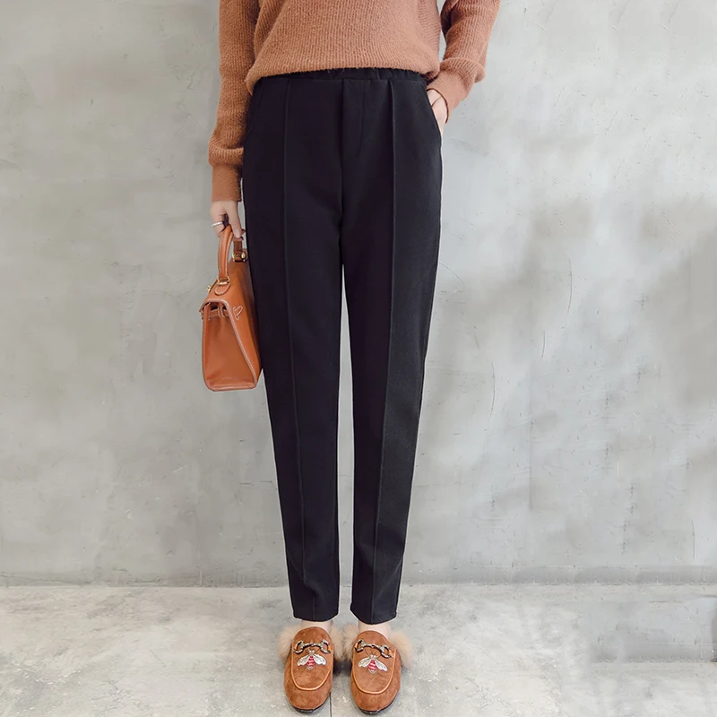 2018 осень зима новые женские толстые шерстяные шаровары длинные штаны