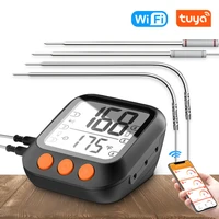 new tuya smart life bbq thermometer preset timer with 4 piece moisture temperature sensor for meatwater compatible bluetooth