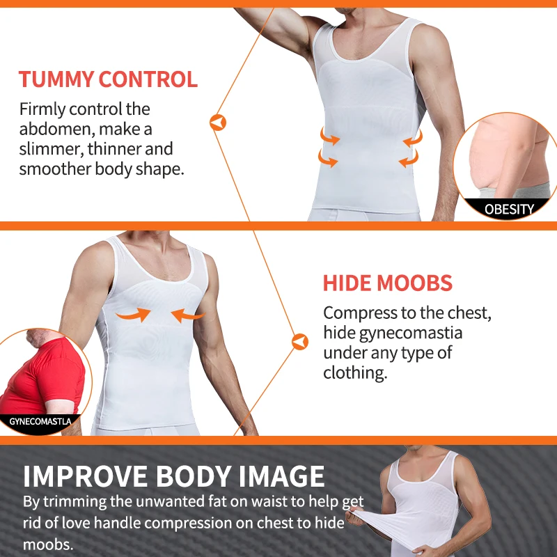 Men's Chest Compression Shirt to Hide Gynecomastia Moobs Slimming Body Shaper Vest Abdomen Chest Slim Shirt Corset For Men