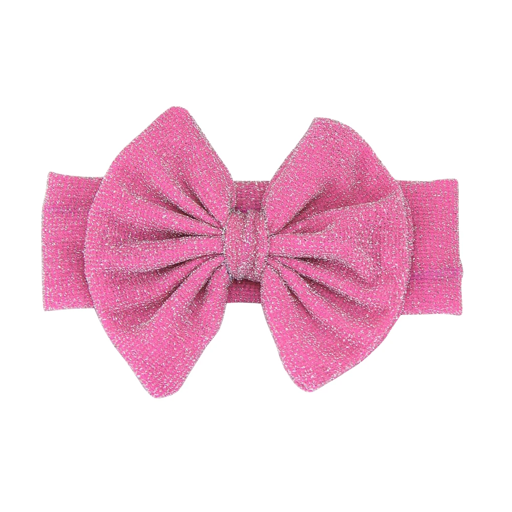 Детская блестящая повязка на голову с большим бантом и тюрбаном Мягкая