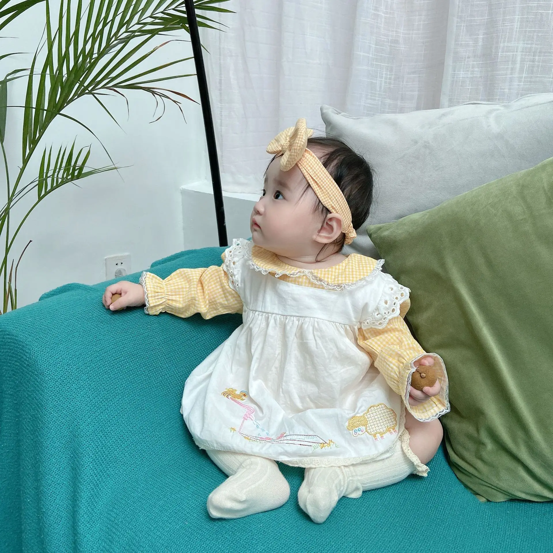 Рубашка для девочек + платье Одежда Костюм с вышивкой 2021 осенние детские