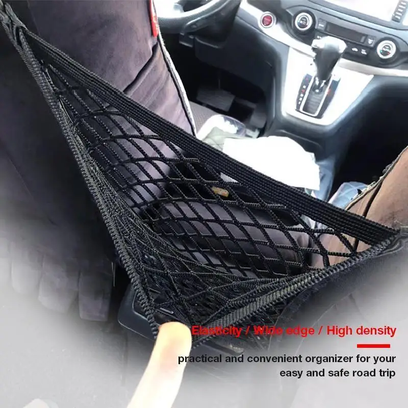 

Isfriday 3-Layer 28x27cm Car Seat Organizer Net Bag Auto Mesh Luggage Holder Tissue Paper Phone Storage Bag Pet Blocking Net