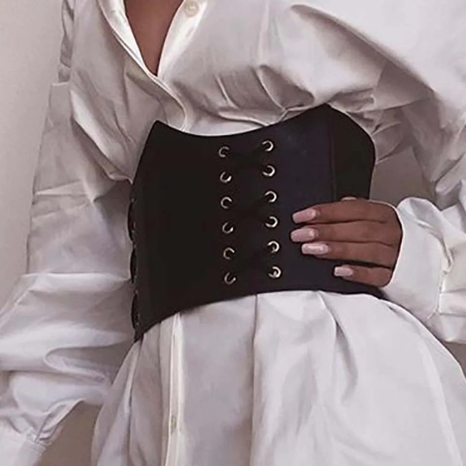 Black Corset Karlofea/Белое платье-рубашка для женщин; элегантное хлопковое платье с отложным воротником; Верхняя одежда; мини-платье; повседневная одежда с длинными рукавами для отдыха; трапециевидная одежда - Цвет: Black Corset