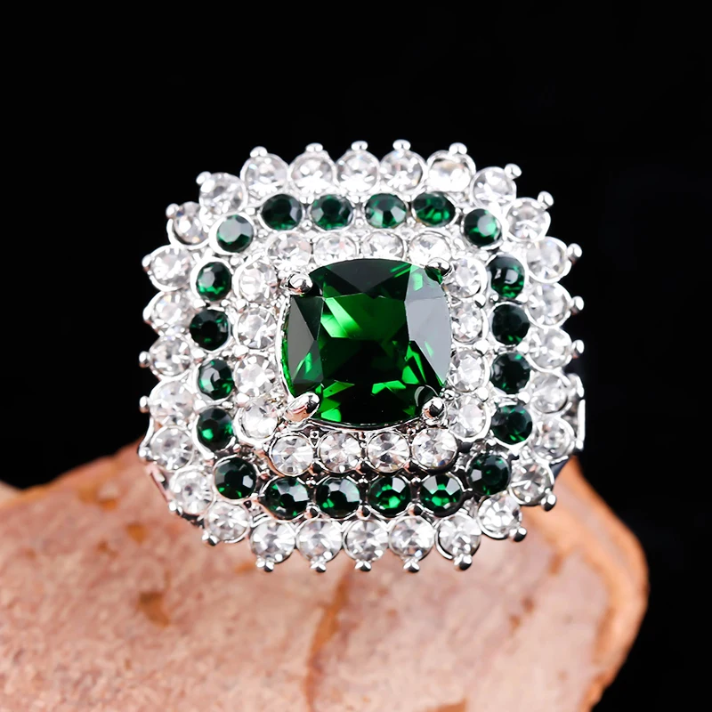 Роскошная женская обувь расшитая зелеными стразами Кольца для женщин украшения
