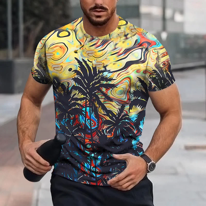 

The Latest Fashion Plant Graphics 3d Printing Men'S T-Shirt Summer Street Trend O-Neck Short-Sleeved Casual Oversized T-Shirt