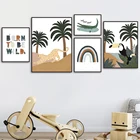 Лев Слон крокодил Тукан Пальма цитаты настенная живопись на холсте скандинавские постеры и принты настенные картины декор детской комнаты