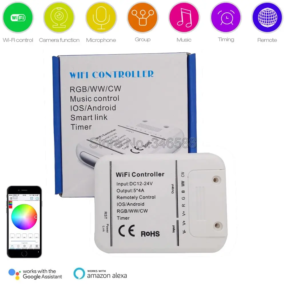 5 канальная Светодиодная лента RGB + CCT с Wi Fi управление музыкой и таймером через