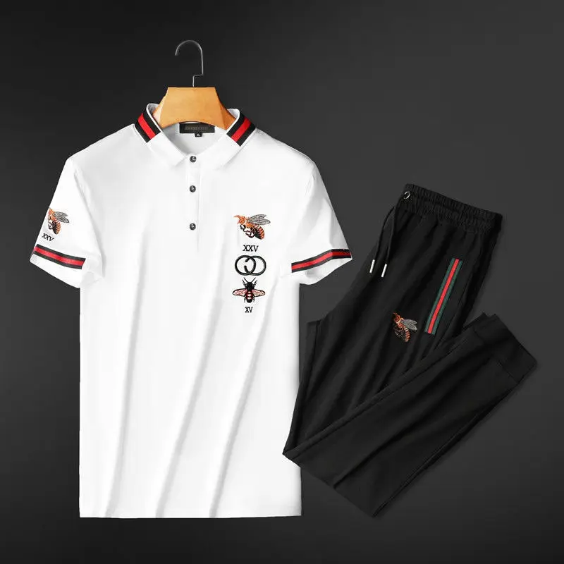 

Europe station leisure suit men's 2020 summer thin new men's fashion sportswear polo shirt two piece set [finished on March 25]