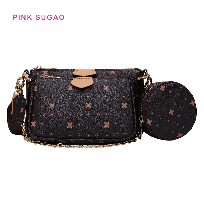 

Pink Sugao 3PCS set women handbags designer crossbody bag for women designer handbags purses leather chain bag messenger bag new