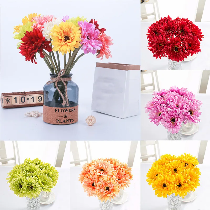 

1PC Artificial Flower Gerbera Sunflower For Wedding Party Home Decoration Fashion Beautiful Classic Multicolor Fake Flower