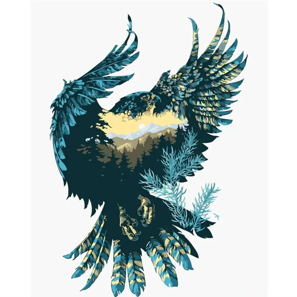 

Gatyztory Frame Eagle DIY Paint By Numbers Animal HandPainted Oil Painting Drawing On Canvas Home Decor 60x75cm