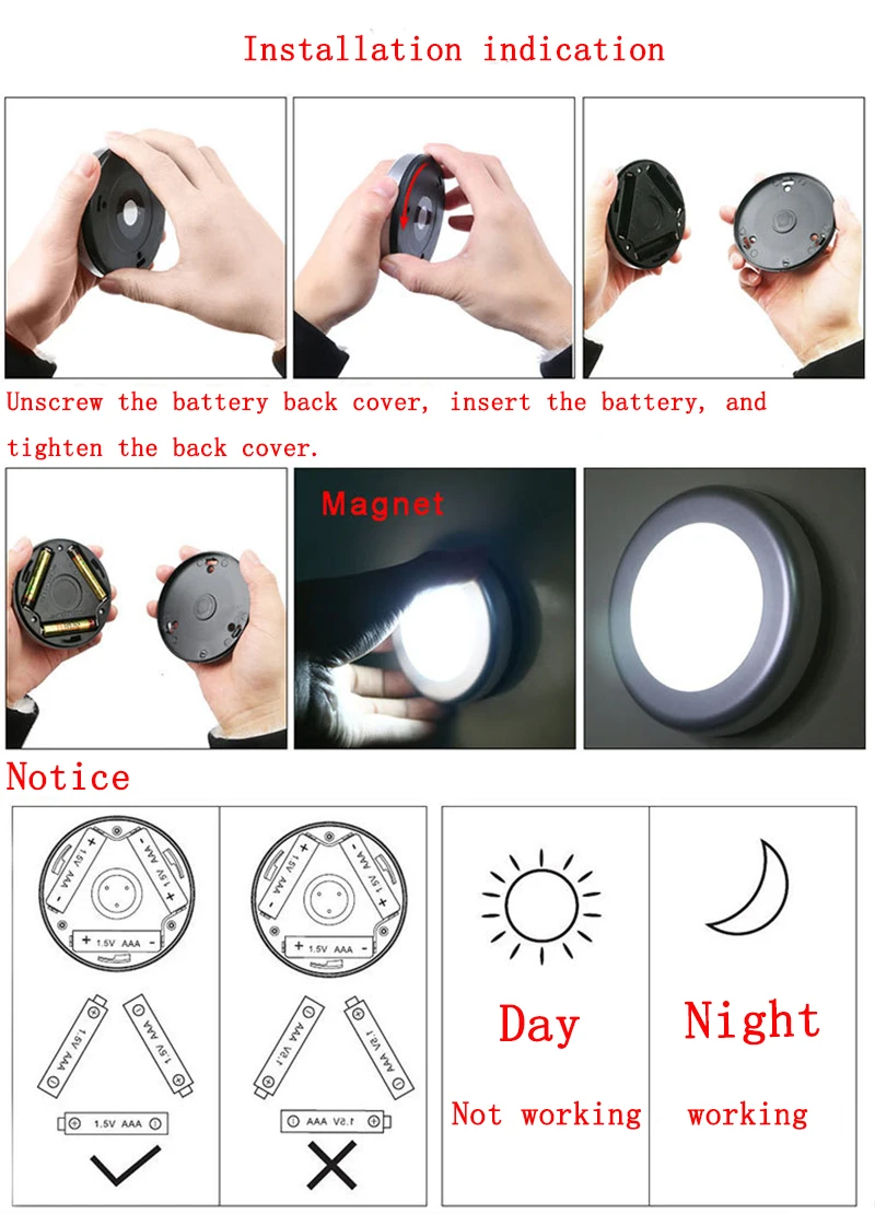 Ночник с 6 светодиодами и круглыми датчиками настенный светильник пассивным ИК