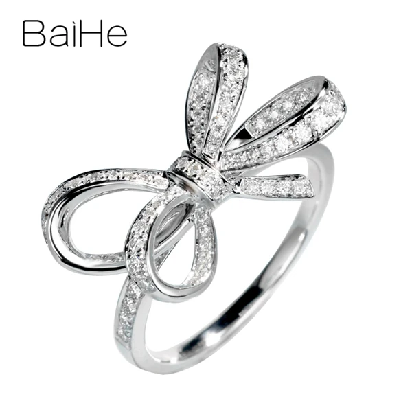 BAIHE, 14 к, белое золото, около 0.51ct H/SI, круглая огранка, натуральные бриллианты, ювелирное изделие, обручальное кольцо, модное, хорошее ювелирное изделие, подарочное кольцо