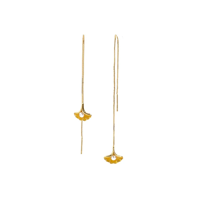 

2020 new enamel color ginkgo leaf ear line long face-shaped earrings earrings female