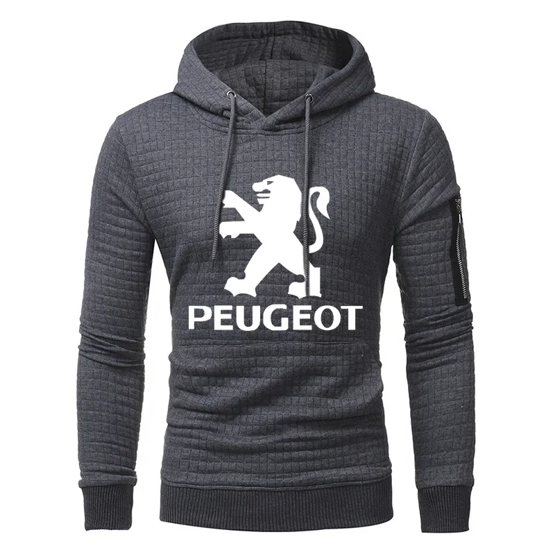 

Unisex Spring Autumn New Men's hoodie Peugeot Car Logo Printing Casual square Stitching Sweatshirt Cotton Men's hoodie