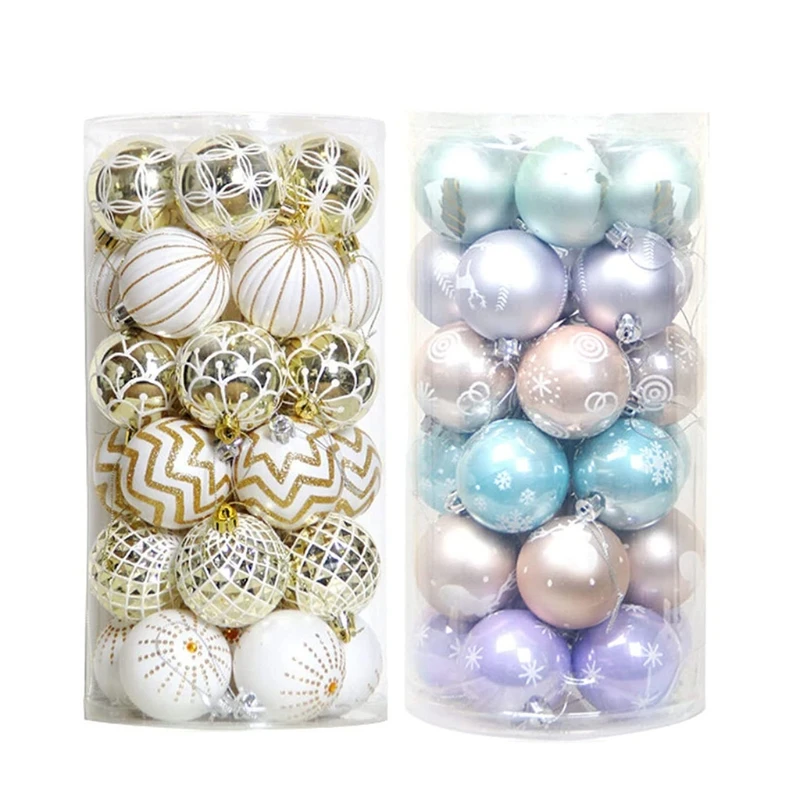 

60mm Glittering Christmas Hanging Balls Bauble Set of 30Pcs Decorative Ornament House Wedding Props Fancy Window Display