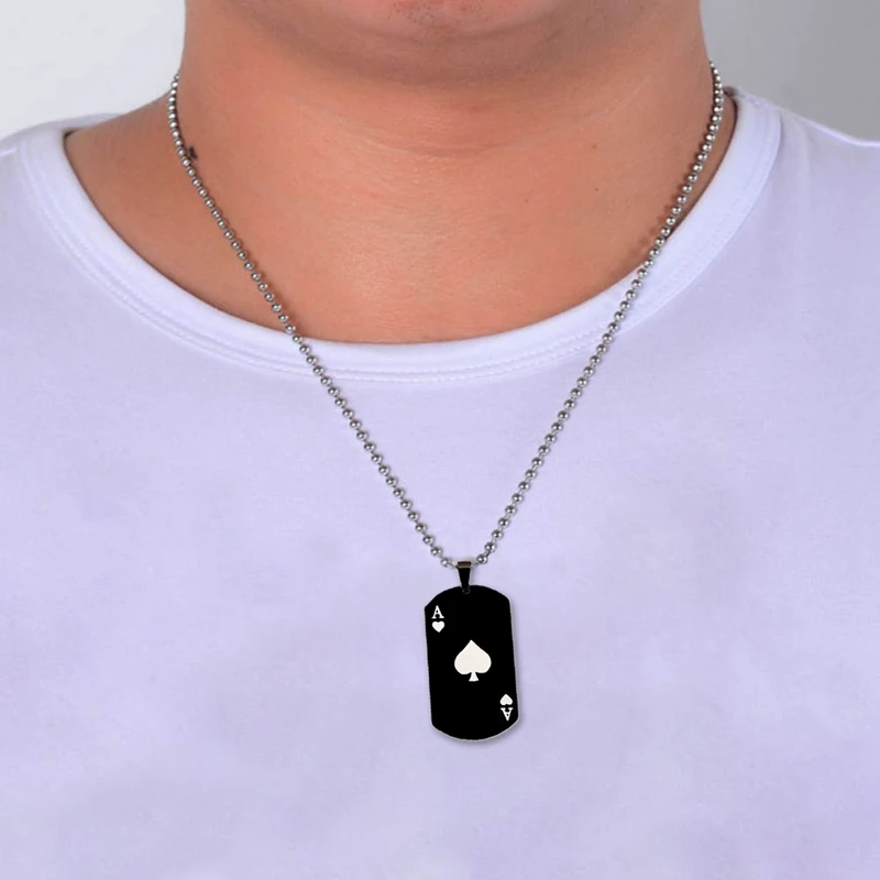 Ожерелье с подвеской Счастливый покер для мужчин украшение из нержавеющей стали